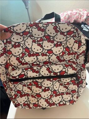 Hello Kitty White and Red Patterned Mini Backpack